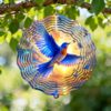Bluebird Wind Spinner, Nature Realistic Sunset Waves Summer Blue Metal Kinetic Wind Sculptures Outdoor Ornaments for Garden Porch Lawn Patio Party Decor 12 Inch