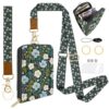 Blue Daisy Lanyard Wallet with ID Card Holder,Small Wallet for Women with Zipper Coin Pocket,Slim RFID Blocking ID Badge Holder Keychain,Travel Card Case with ID Window for Teacher Student Nurse Gifts