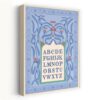 Blue Floral Alphabet Retro Vintage Whimsical Butterfly Nature Wall Art
