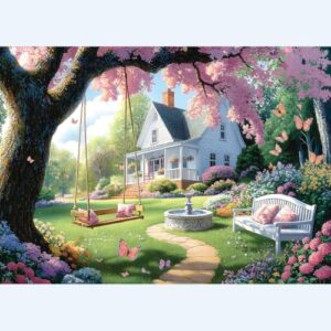 Blueforest 1000 Piece Jigsaw Puzzles for Adults, Spring Cottage Garden