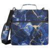 Blue Gold Irregular Marble Texture 1.5 Inch 3 Rings Binder Zipper with Handle and Removable Shoulder Strap Multiple Pockets Document Organizer Bag for Office School