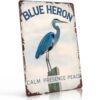 Blue Heron Calm Presence Peace Bird Wildlife Vintage Metal Sign 8x12 Inch, Funny Aluminum Wall Decor for Living Room Bedroom Bathroom Kitchen Garden Patio Office Farmhouse and Coffee Shop