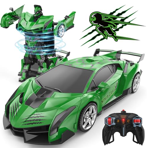 BLUEJAY Transform Rc Cars for Boys 4-7 8-12, 2.4Ghz Remote Control Car 1:18 Scale Transforming Robot, One-Button Deformation 360° Rotation Car Toy Gifts for Boys 3-5