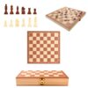 Bluelander Folding Wooden Chess 24 X 24 cm Open (24 x 12 cm Closed), Chess Board with Pieces and Dice, Portable Professional Chess Set for Children and Adults, Chess