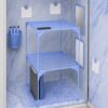Blue Locker Decor and Storage Shelf Bundle Back to School Locker Accessories Set with Magnetic Mirror Pencil Cup Rug Wallpaper Shelves Desk Rack for Girls Students Classroom Dorm Organization