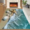 Blue Ocean Rug 3x4ft Starfish Seashells Rug for Living Room Bedroom