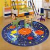 Blue Solar System Kids Area Rug Educational Learning Carpet Fun Rug Children Area Rug for Playroom & Nursery (79" Round, Round Solar)
