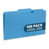 Blue Summit Supplies 100 File Folders, Legal Size, 1/3 Cut Tab, Blue