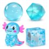 Blue Taba Squishy Fidget Toys, Bear Cube Gummy Masonry Ice Stress Balls for Kids and Adults, Squishies Stress Cube, Sensory Toys Fidgets for Classroom Prize, Birthday Gifts Party Favors
