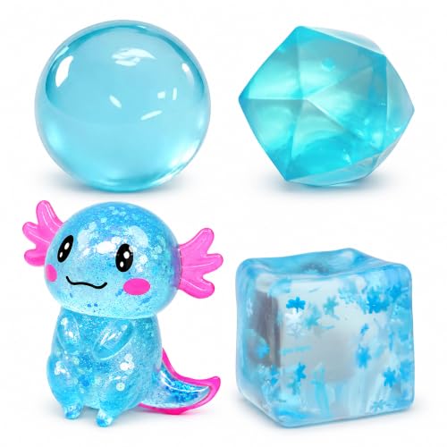 Blue Taba Squishy Fidget Toys, Bear Cube Gummy Masonry Ice Stress Balls for Kids and Adults, Squishies Stress Cube, Sensory Toys Fidgets for Classroom Prize, Birthday Gifts Party Favors