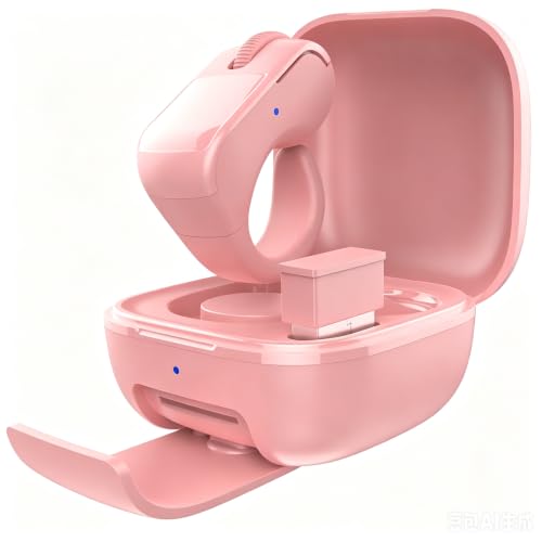 Bluetooth & 2.4GHz Wireless Dual Mode Mini Finger Ring Mouse with Touchpad — Rechargeable Pink Wearable Remote Control for TikTok, Kindle,PPT,Camera,with Charging Case,for PC,Laptop,Tablet,Phone