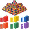Blueweenly 12 Sets Bulk Wooden Dominoes Set for Classroom Kids Double Six Dominoes for Toppling Montessori Math Manipulatives Domino Game with 336 Tiles for Board Games Learning Games