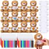 Blueweenly 192 Pcs Make Your Own Stuffed Animal Lion Kit Including 6 Inches Soft Lion Plush with White T Shirt and 12 Colors Pens for Birthday Favors Forest Party Crafting Gifts