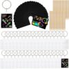 Blueweenly 36 Pack Back to School Magic Scratch Paper Craft Keychains Making Kit, Scratch Paper DIY Keychains Craft for School Party Favor