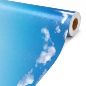 Blue White Clouds Bulletin Board Roll Sky Clouds Non-Woven Fabric Bulletin Board Background Non-Woven Fabric Back to School Classroom Decor Poster for Party Art Crafts Supplies 16in X 20ft