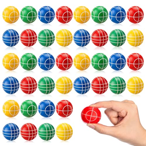Blulu 24 Pack Bocce Stress Balls 4cm PU Foam Stress Relief Balls Soft Squeeze Fidget Toys for Kids & Adults, Bocce Style Party Favors, Classroom Rewards, Office Toys Bulk