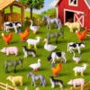 Blulu 24 Pcs Mini Farm Figures Realistic Animal Figurines Farm Animal Toy Cow Pig Goat Sheep Plastic Learning Educational Playset for Toddlers Garden Home Decor Birthday Favors
