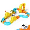 Bluocean Electric Train Set, 3D STEM Anti-Gravity Race Track Toy, Snap-Fit Non-Magnetic Rail Cube Building Blocks, DIY Construction Playset for Kids Boys Girls 3+, Upgrade 127PCS