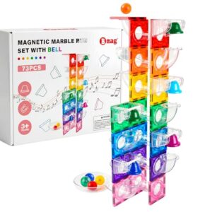 Bmag Magnetic Marble Run Set with Happy Birthday Bell, 73 Pcs STEM Educational Magnetic Marble Maze Toy for Kids 3+, Creative Building Track Game, Birthday Gift for Boys & Girls