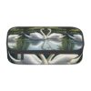 bmnaswt Beautiful White Swans On The Lake Print Large Capacity Layered Pencil Pouch, Zipper Storage Bag with Mesh Pocket & Pen Slots