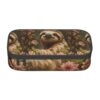 bmnaswt Cute Sloth Print Large Capacity Layered Pencil Pouch, Zipper Storage Bag with Mesh Pocket & Pen Slots