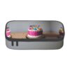 bmnaswt Happy Birthday Cake Print Large Capacity Layered Pencil Pouch, Zipper Storage Bag with Mesh Pocket & Pen Slots