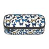bmnaswt Many Blue Butterfly Print Large Capacity Layered Pencil Pouch, Zipper Storage Bag with Mesh Pocket & Pen Slots