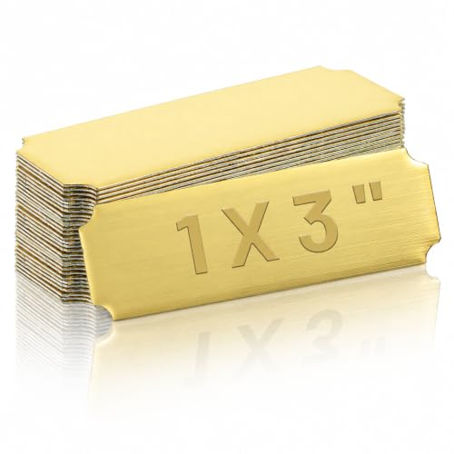 Bnuxpuuo 60 Pcs Stainless Steel Name Plate, 3 x 1 Inches Plaques Personalized Engraved Custom Metal Plate, Name Plates Laser Engraved, Brushed Metal Tags with Adhesive Backing for DIY, Gold