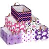 Boao 6 Pack Halloween Storage Baskets Collapsible Large Scary Halloween Storage Bins with Handles for Gifts Bat Ghost Purple Background Spider Organizer Box for Room Decor Home Bedroom Office Holiday