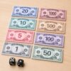 Board Game Currency Set with 560 Bills and 2 Dice, 8 Color-Coded Values from 1 to 1000, Educational Game Currency for Family Game Night, Trading Games and Classroom Activities (560 Bills + 2 Dice)