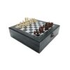 Board Games Folding Box 4 in 1 Chess Set Portable Travel Board Games Poker Dice Set for Parties Offices(Black)