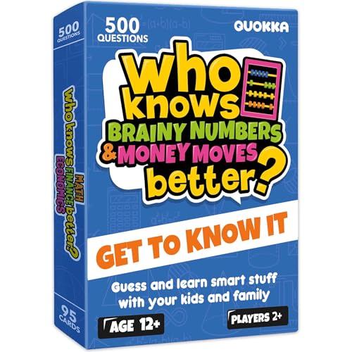 Board Games for Kids 8-12 – STEM Family Card Games for Kids and Adults –Trivia Cards for Family Game Night – Who Knows Math Finance Economics Better – Fun Card Game for Families and Teens