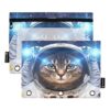BOENLE Astronaut Cat Space Pencil Pouch for 3 Ring Binder, 2 Pack Waterproof Pencil Bags Clear Window Zipper School Office Supplies