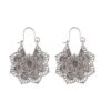 Bohemian Ethnic Drop Earrings Vintage Bronze Hollow Pattern Jewelry for Women Retro Multi-Layer Hook Accessory Lightweight Palace Inspired Design 1.06 by 0.91 Inch Gift Silver