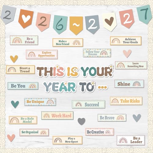 Boho Classroom Bulletin Board Decorations, This is Your Year to Bulletin Board Sets, Growth Mindset Positive Affirmations Wall Decor for Teacher Welcome Back to School Classroom Door Wall Decors