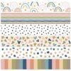 Boho Classroom Bulletin Border Heart Rainbow Polka Dot Border Stickers Boho Colorful Bulletin Board Decorations for Classroom School Office Decor, 82.7 Ft in Total