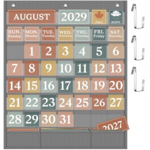 Boho Classroom Calendar Pocket Chart Set, 118 Cards