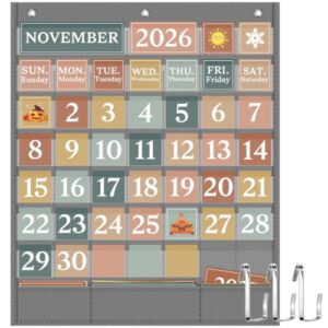 Boho Classroom Calendar Pocket Chart Set – 118 Cards, Bulletin Board & Wall