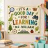 Boho Cream Science Classroom Linen Tapestry Wall Hanging