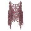 Boho Hippie Crochet Vest for Women, Sleeveless Open Stitch Hollow Out Summer Kimono Layering Top