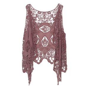 Boho Hippie Crochet Vest for Women, Sleeveless Open Stitch Hollow Out Summer Kimono Layering Top