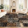Bold Adventure Rugs for Bedroom Zebra Tiger Leopard Print Collage Animal Pattern Rugs for Living Room, Animal Carpet, Indoor Washable Rug, Non Slip & Low Pile Home Decor 5 x 7ft