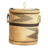 Bolga Laundry Basket with Lid, Handwoven Storage Hamper Clothes Bin Basket