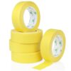 BOMEI PACK 5Rolls Yellow Masking Tape 36mm x 55yds, General Purpose Thin Yellow Painters Tape for Painting, Labeling, DIY Crafting, Decoration and School Projects, Total 275yds