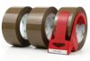 BOMEI PACK Brown Packing Tape with Red Plastic Dispenser, 2.4mil Thick, 1.88" x 110yd Heavy Duty Packaging Tape Adhesive Box Tape for Carton Sealing, Moving, Shipping