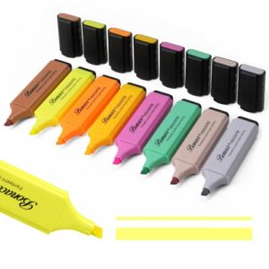 BONACE Morandi Highlighters, 8 Assorted Quick-Dry Chisel Tip Marker Pens