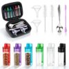 Boocalny 6 Pcs Travel Size Seasoning Containers With Spoons, Airtight Small Seasoning Jars with Portable Storage Box Funnel Spoon Spatula Brush, Glass Mini Camping Spice Containers for Outdoor Kitchen