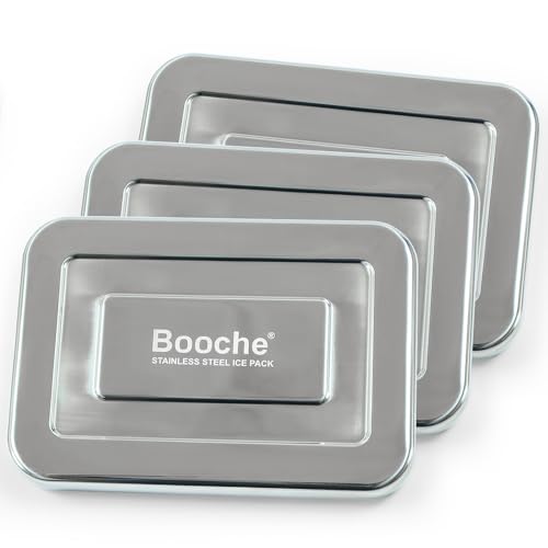 Booche Stainless steel ice pack for Lunch Boxes – Quick Freeze Reusable Cooling Pack, ice packs for lunch boxes long lasting for Cooler, Picnic, Camping, Hiking, Beach, Slim Lightweight Design (3)