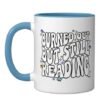 Bookish Burned Out But Still Reading Retro Book Club Ceramic Mug, Blue/White, 11oz