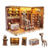Book Nook Kit - DIY Miniature House Kit for Adults and Teens, 3D Wooden Puzzle Book Nook Craft Bookshelf Decor, Gifts for Birthday Father's Day, Dinosaur Research Institute